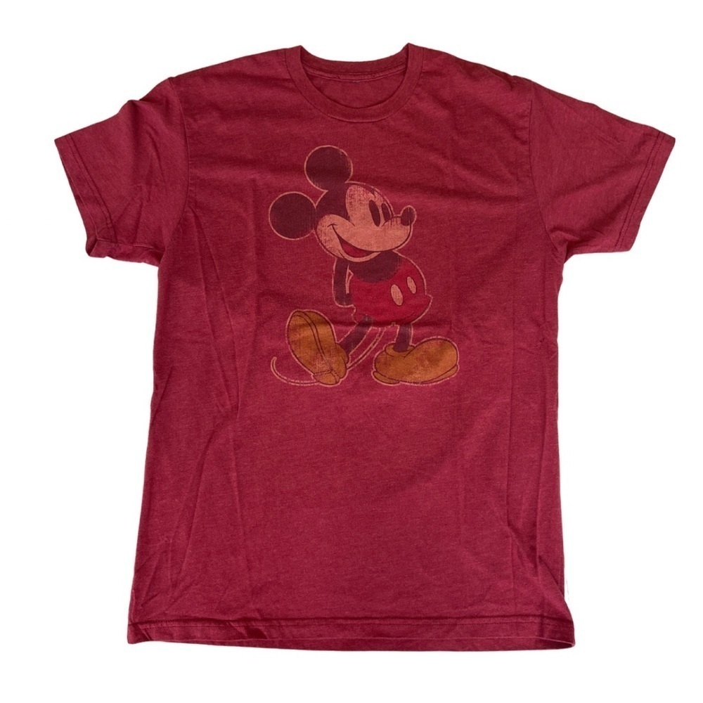 Vintage Disney Parks Authentic Mickey Mouse Faded Red Maroon Graphic T-Shirt